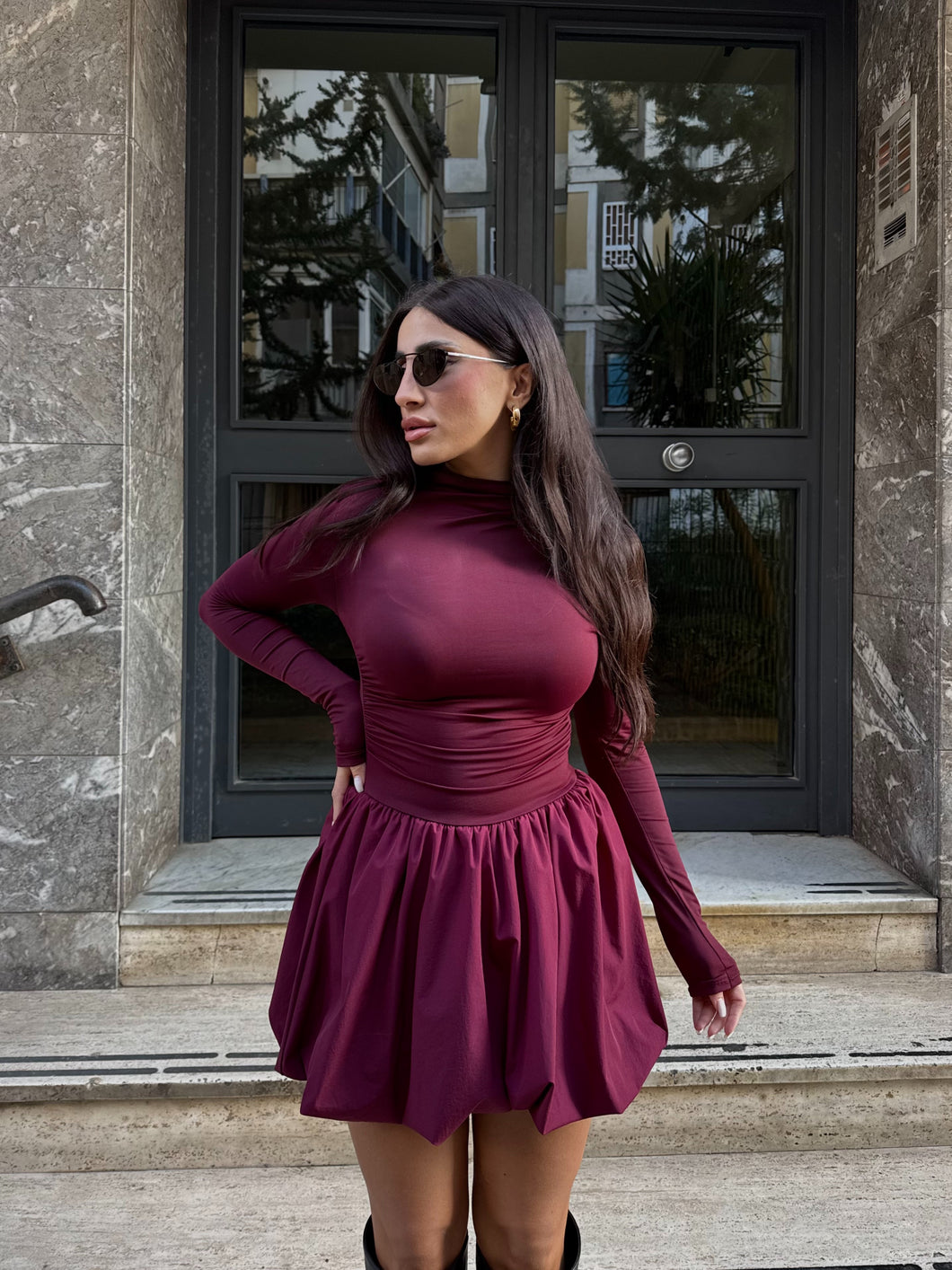 DRESS BALLON BORDEAUX