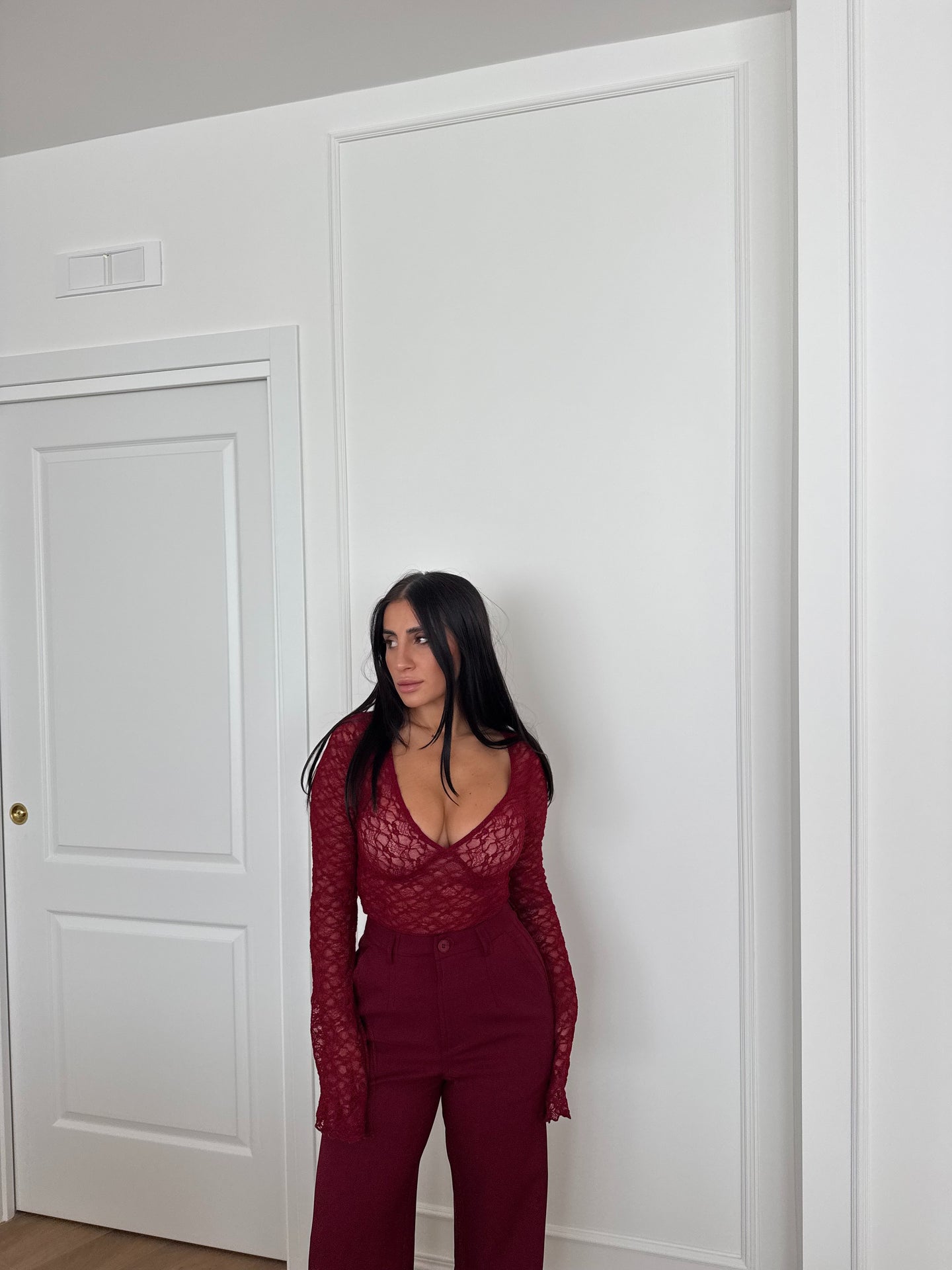 MAGLIA IN PIZZO VALERY BORDEUAX