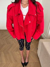 Carica l'immagine nel visualizzatore di Gallery, GIACCA BIKER OVER DENIM ROSSO
