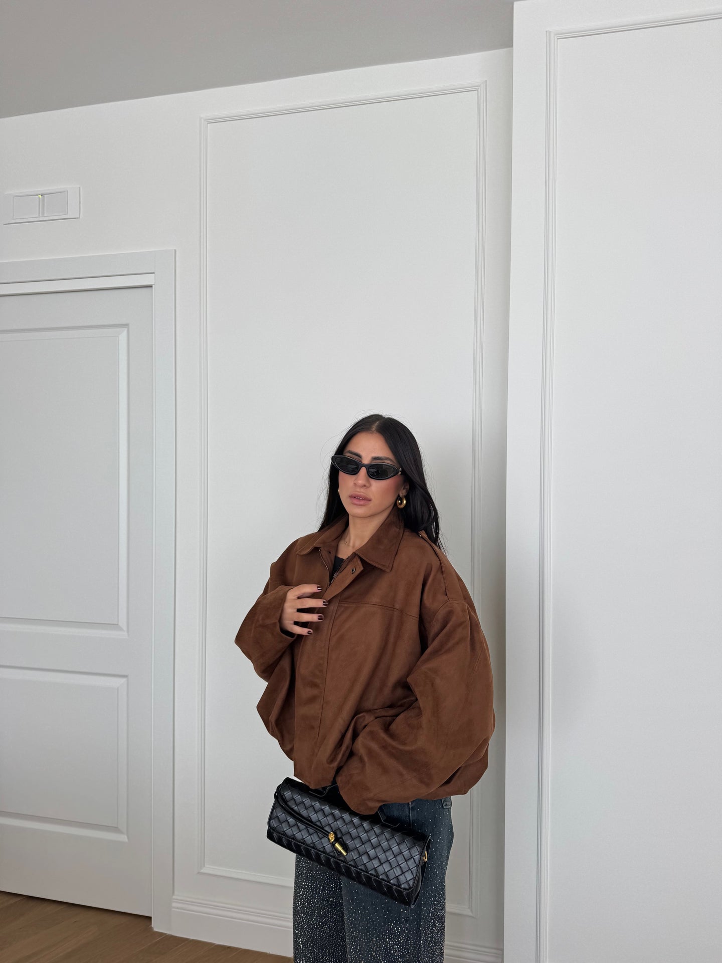 GIACCA BOMBER CAMOSCIO CAMEL