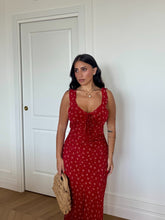 Carica l'immagine nel visualizzatore di Gallery, ABITO MIDI FIORELLINI ROSSO

