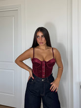 Carica l'immagine nel visualizzatore di Gallery, BUSTIER VELLUTO PIZZO BORDEAUX
