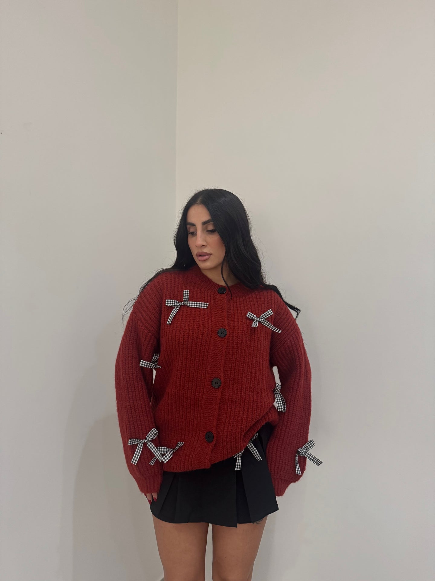 CARDIGAN OVER FIOCCHETTI BORDEAUX