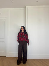 Carica l&#39;immagine nel visualizzatore di Gallery, CARDIGAN ROMBI MARRONE/BORDEAUX
