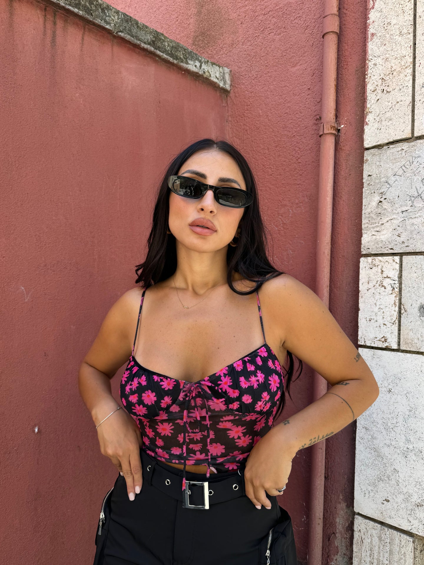 TOP FIORI FUCSIA