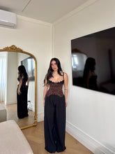 Carica l'immagine nel visualizzatore di Gallery, PANTALONI WIDELEG CON CINTURA TRECCIA NERO
