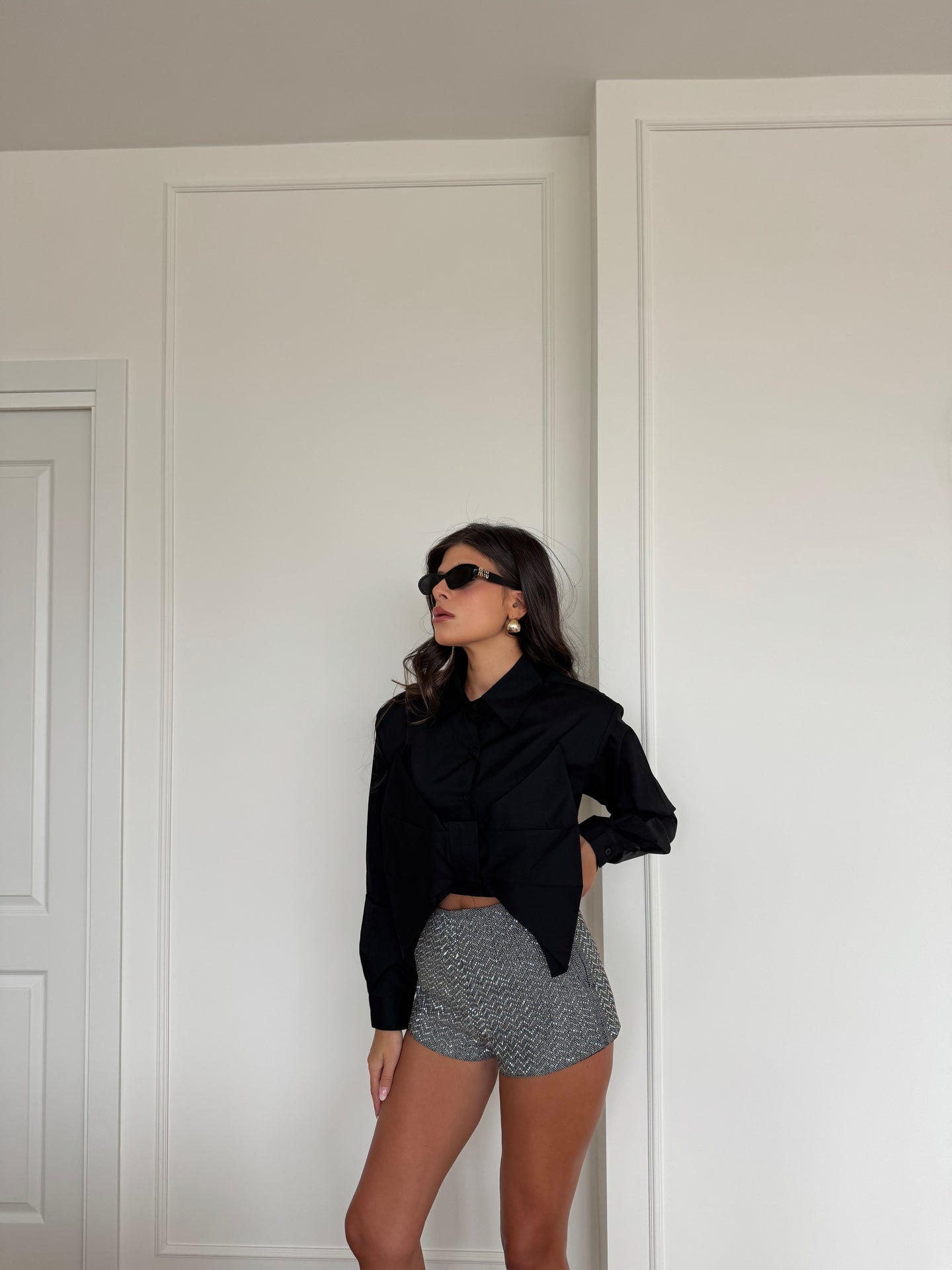 SHORTS COULOTTE TWEED STRASS
