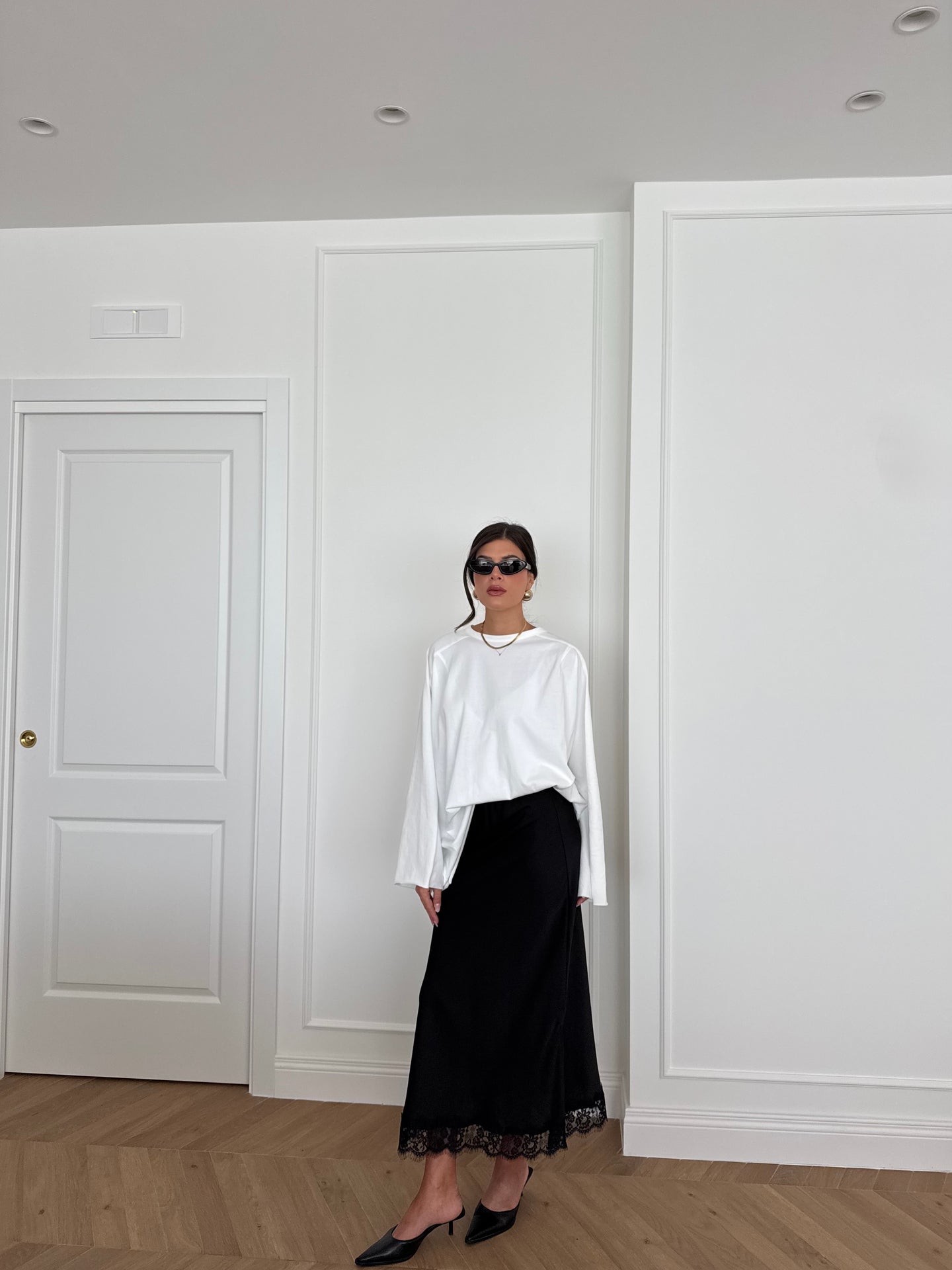 GONNA SATIN PIZZO NERO
