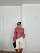 Carica l&#39;immagine nel visualizzatore di Gallery, MAGLIA RIGHE ROSA/MARRONE
