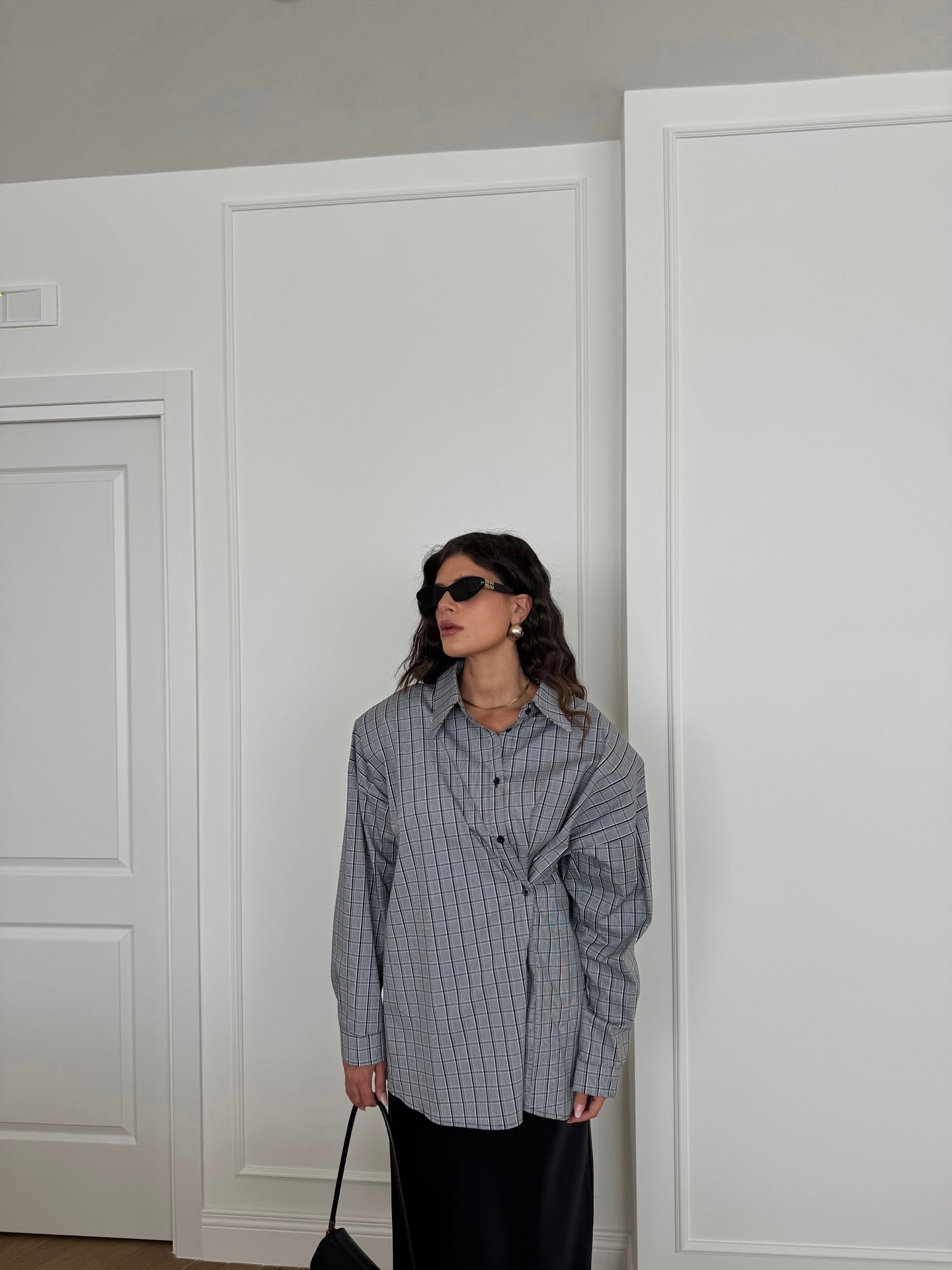 CAMICIA QUADRETTI GRIGIO/NERO