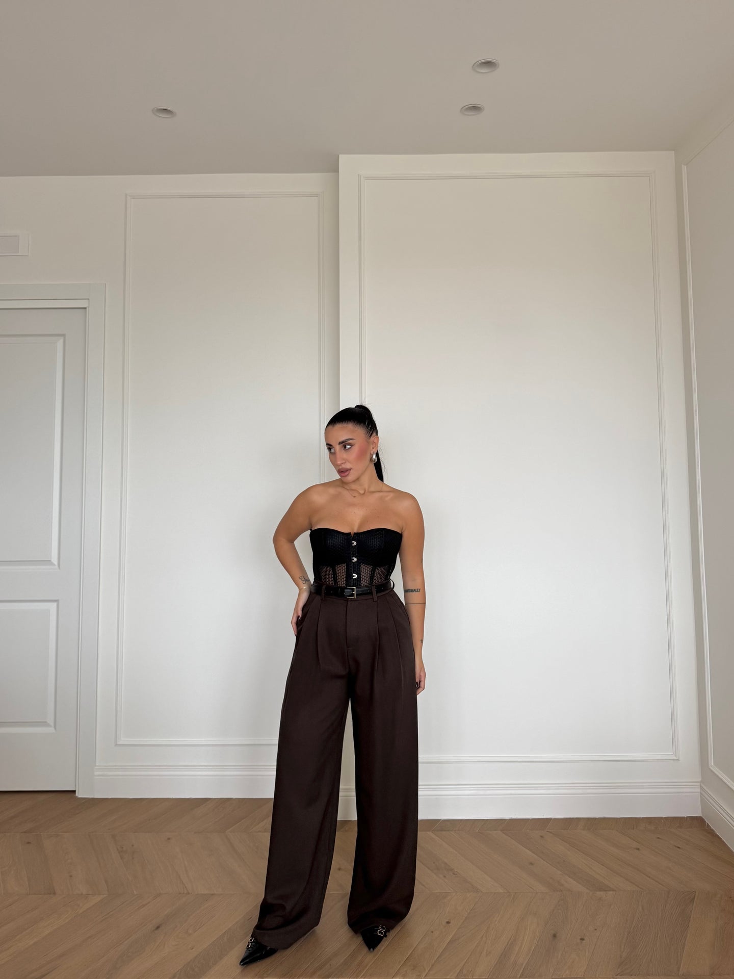 PANTALONI WIDE LOLA MARRONE