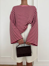 Carica l&#39;immagine nel visualizzatore di Gallery, MAGLIA RIGHE ROSA/MARRONE
