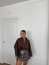 Carica l&#39;immagine nel visualizzatore di Gallery, GONNA PAILLETTES MARRONE
