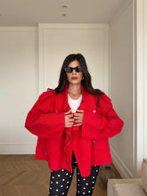 Carica l'immagine nel visualizzatore di Gallery, GIACCA BIKER OVER DENIM ROSSO
