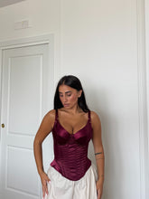 Carica l'immagine nel visualizzatore di Gallery, TOP BUSTIER IN RASO BORDEAUX
