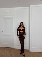 Carica l&#39;immagine nel visualizzatore di Gallery, ABITO CUT OUT PIZZO MARRONE
