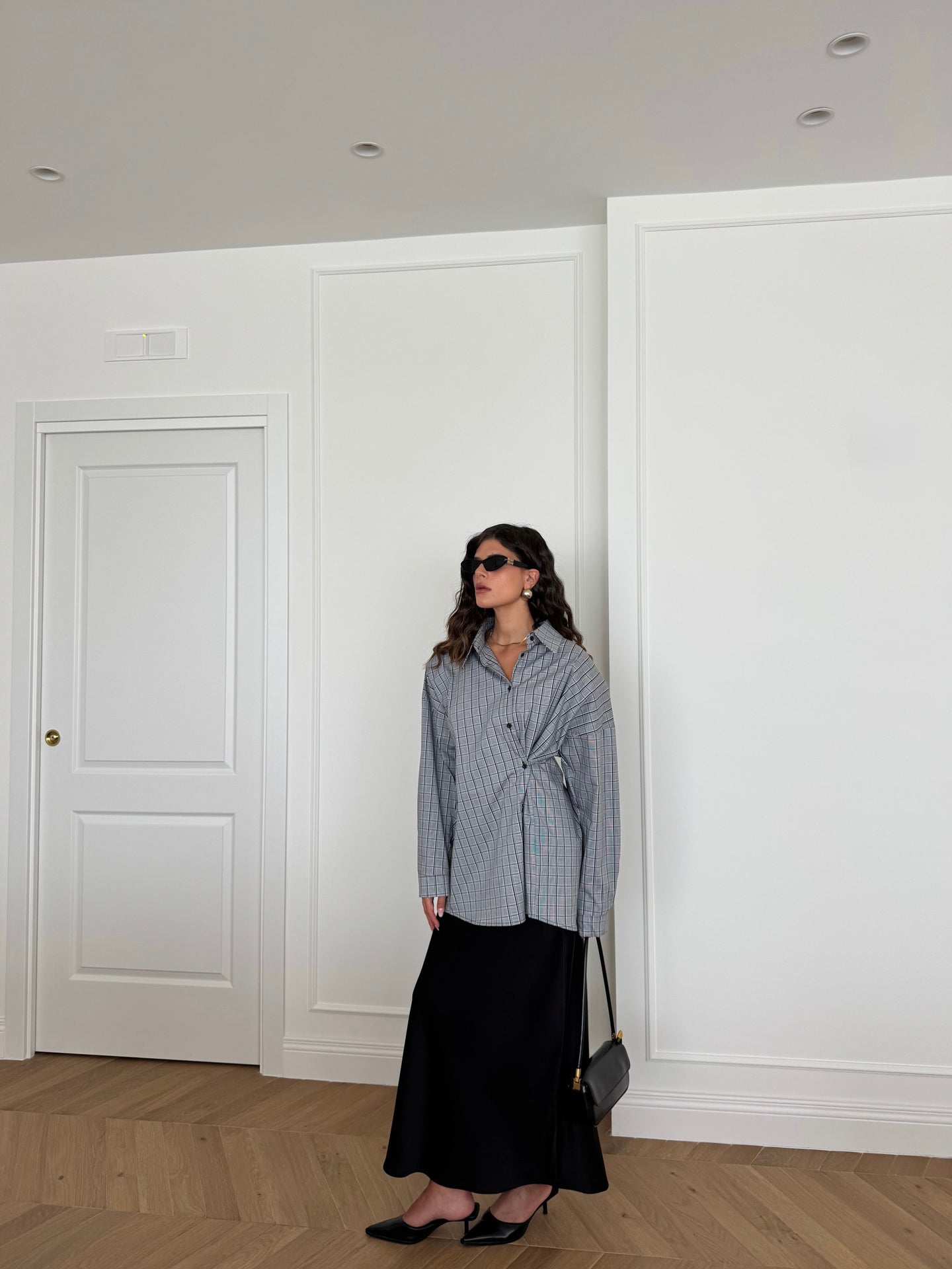 GONNA LUNGA SATIN NERO
