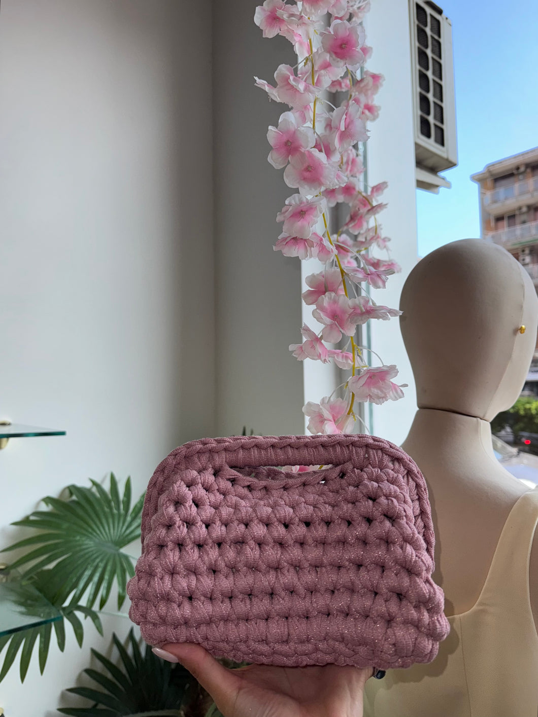 BAG CROCHET ROSY ROSA GLITTER