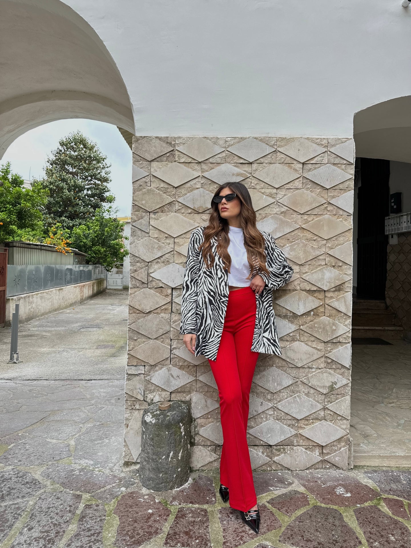 PANTALONI ELASTICO ZAMPA ROSSO