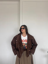 Carica l'immagine nel visualizzatore di Gallery, GIACCA BIKER SCAMOSCIATO MARRONE

