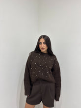 Carica l&#39;immagine nel visualizzatore di Gallery, PULLOVER STRASS LUMINA MARRONE
