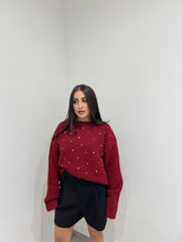 Carica l&#39;immagine nel visualizzatore di Gallery, PULLOVER STRASS LUMINA BORDEAUX
