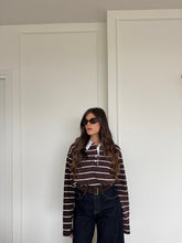 Carica l&#39;immagine nel visualizzatore di Gallery, MAGLIA POLO A RIGHE MARRONE
