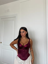 Carica l'immagine nel visualizzatore di Gallery, TOP BUSTIER IN RASO BORDEAUX
