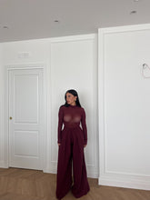 Carica l&#39;immagine nel visualizzatore di Gallery, PANTALONI PALAZZO CON PINCES BORDEAUX
