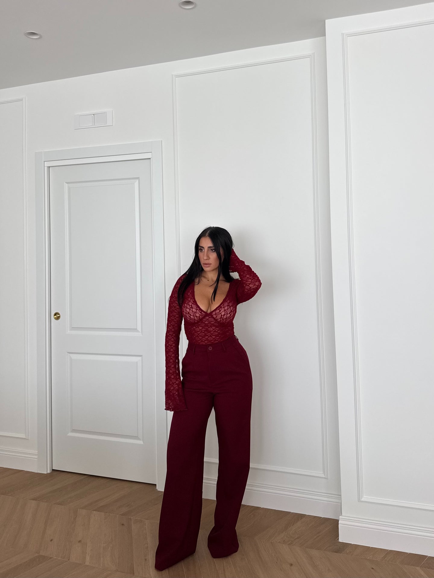 PANTALONI WIDE LEG MISS BORDEAUX