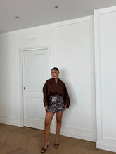 Carica l&#39;immagine nel visualizzatore di Gallery, GONNA PAILLETTES MARRONE
