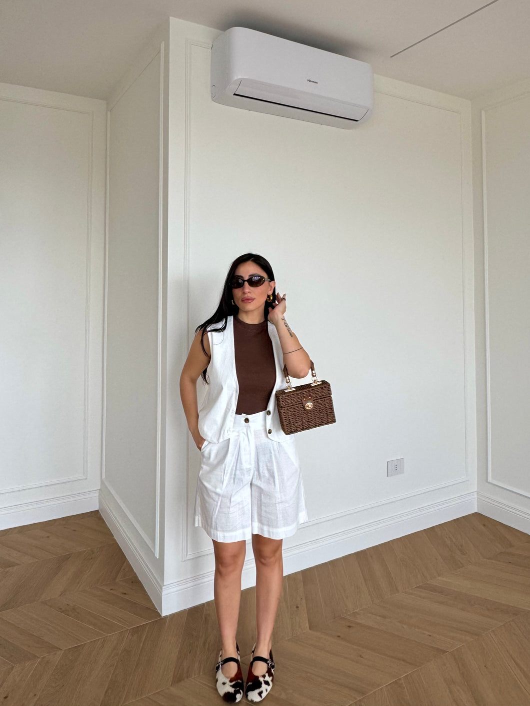 SET GILET E SHORTS BIANCO
