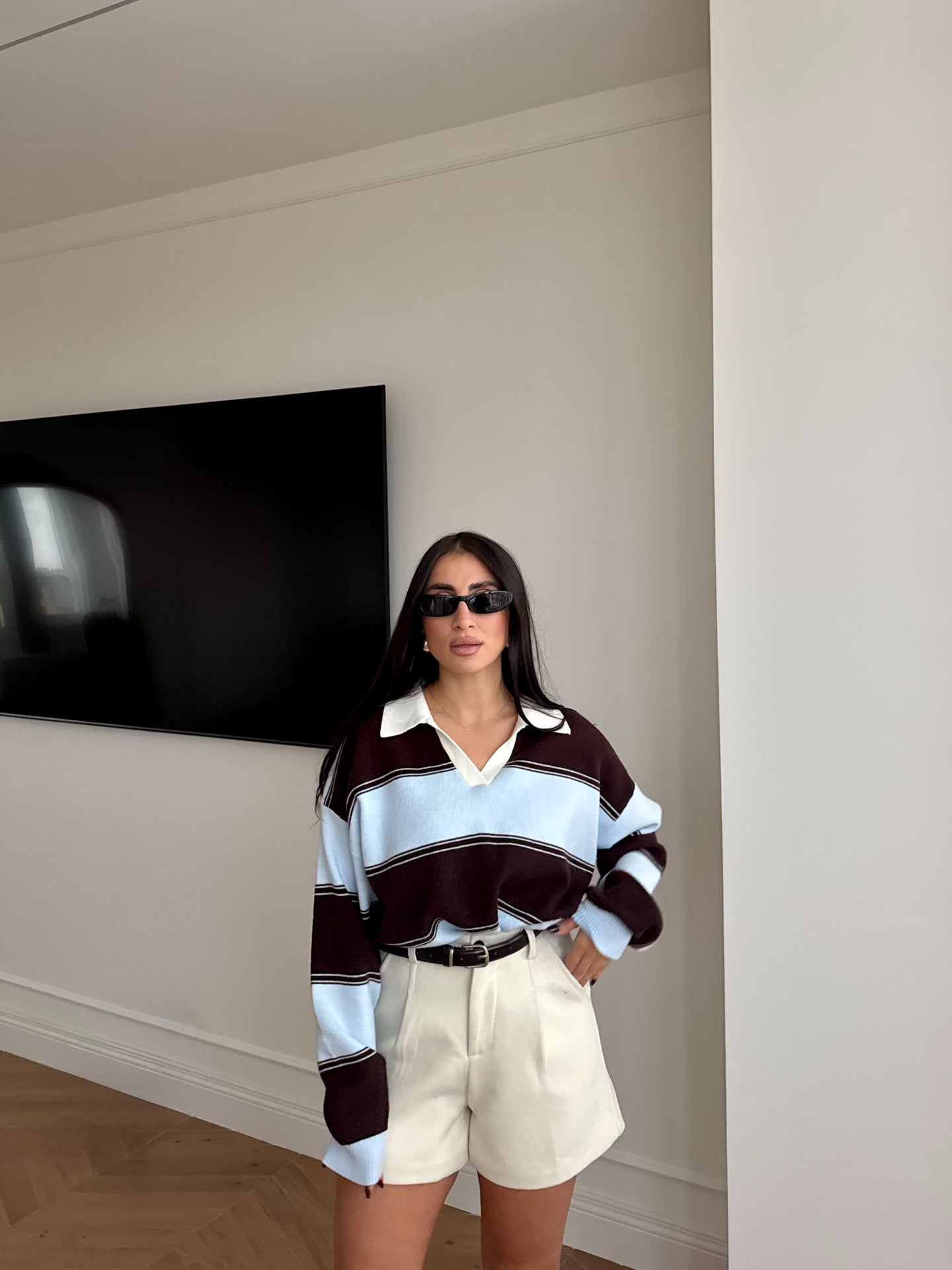 PULL RIGHE AZZURRO E MARRONE