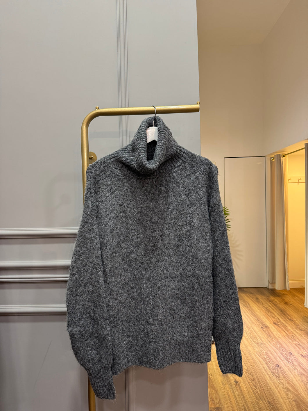 PULLOVER COLLO ALTO OVERSIZE GRIGIO