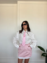Carica l'immagine nel visualizzatore di Gallery, GONNA MINI ROSA CON ORLO CONTRASTO LUMINA
