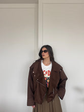 Carica l'immagine nel visualizzatore di Gallery, GIACCA BIKER SCAMOSCIATO MARRONE
