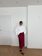 Carica l&#39;immagine nel visualizzatore di Gallery, GONNA SATIN PIZZO BORDEAUX
